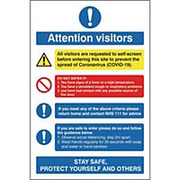 H&S Sign Attention Visitors 150X200 Self Adhesive Vinyl