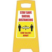 Free Standing Social Distance Yellow Free Standing Floor Sign