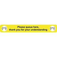 Please Queue Floor Sign Yellow Floor Marking With Anti-Slip Laminate