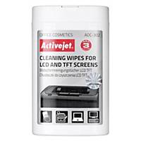 Čisticí utěrky na LCD a TFT obrazovky ActiveJet, balení: 100 ks