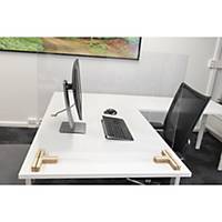 Veiligheidsscherm voor bureau/tafel 58x160 w/2 houten basis 3-manieren
