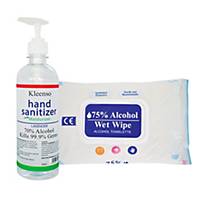 Value Pack: Kleenso Hand Sanitizer (70 Alcohol) 500ML & Alcohol Wipes 50 s