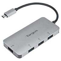 Hub Targus USB-C con 4 puertos USB-A - plata - cable de 18 cm