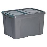 Smart Box opbergdoos in gerecycled PP met deksel, 65 liter, grijs, per box