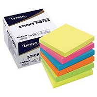 Sticky Notes Lyreco Premium Summer, 75 x 75 mm, pakke a 6 stk.
