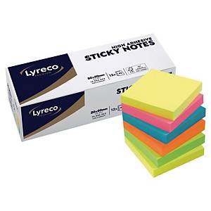 Lyreco Premium Block mit extra anhaftende Haftnotizen, 50 x 50 mm, sommerfarben