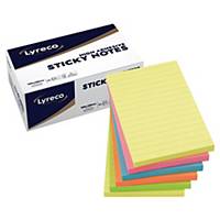 Sticky Notes Lyreco Premium Summer, linjeret, 100 x 150 mm, pakke a 6 stk.