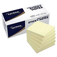 Lyreco Premium extra tapadó jegyzettömb, 75 x 75 mm, sárga, 12 tömb/csomag