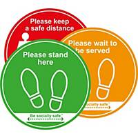Keep A Safe Distance Floor Graphic - Traffic Light Pack of 3