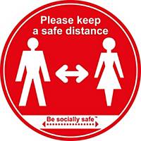 Red Floor Graphic -  Please Keep Safe Distance Apart