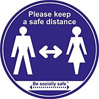 Blue Floor Graphic -  Please Keep Safe Distance Apart