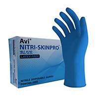 PARAGON SKINPRO NITRILE DISPOSABLE GLOVES POWDERFREE SIZE L BLUE PACK OF 100