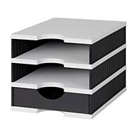Aufbewahrungssystem mit 3 Fächern 1 Schublade, grau/schwarz