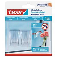 Tesa® zelfklevende ophanghaak, draagvermogen 1kg, transparant, 2 stuks