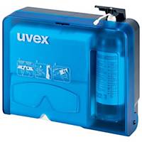 Brillenreinigungsstation UVEX, inkl. Reinigungspapier / Fluid und Pumpe, blau