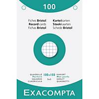 Cartes système Exacompta, carreaux, perforées, 100x150mm, blanches, 100 fiches