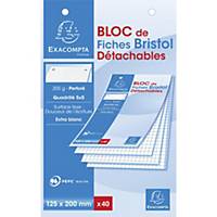 Bloc 40 record cards squared & punched 125x200mm white