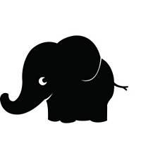 Muursticker olifant, beschrijfbaar zoals een schoolbord