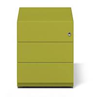 Rollcontainer Bisley Note, 3 Universalschubladen, Zentralverschluss, grün