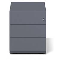 Rollcontainer Bisley Note, 3 univ. drawers, central lock, anthracite