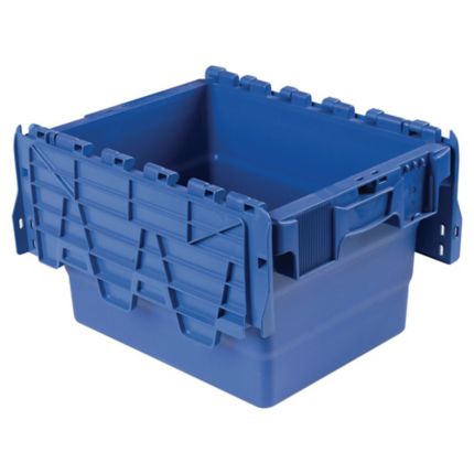 Boîte de rangement empilable avec couvercle articulé, 22L, Armoire à  dossiers en plastique : Rangement de bureau simplifié
