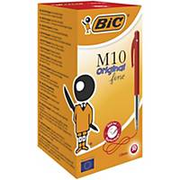 BIC M10 Original Retractable Ball Pens Medium Point (1.0 mm) -Red, Box of 50