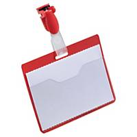 Name tags Durable 8106-03, 60x90 mm, with clip, landscape, red, pack of 25 pcs.