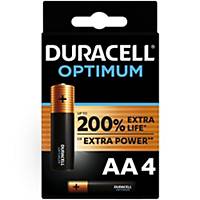 Duracell Optimum AA batteries alcalines, par 4