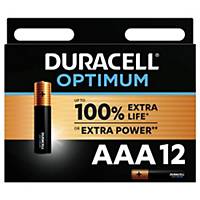 Duracell Optimum AAA batteries alcalines, par 12