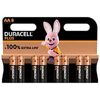 Duracell Plus 100%  AA, per 8