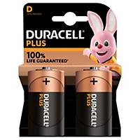 Duracell Plus alcaline batterijen, 100% LR20/D, per 2