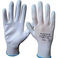 Rękawice M-GLOVE PU1001 białe, rozmiar 6, 12 par