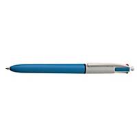 Bic® 4 Colours balpen, intrekbaar, medium punt, blauwe houder, 4 kleuren