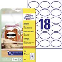 Avery Zweckform 5087 ovale Etiketten 63,5 x 42,3 mm, weiß, 240 Stück/Packung