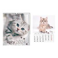 Kalendarz ścienny INTERDRUK planszowy, 33,5x40 cm, koty