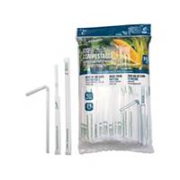 SUNBIO PAPER WRAPPED FLEXIBLE STRAW 21CM WHITE PACK OF 100