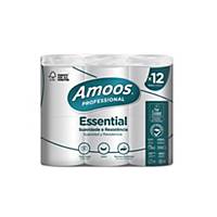 Papel higiénico Amoos Essential - 2 folhas - 24 m - Pacote de 12 rolos