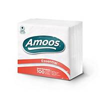 Servilletas de papel Amoos - 33 x 33 cm - 2 capas - blanco - Pack de 100