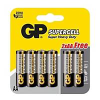 GP Supercell AA Carbon Zinc - Pack of 4+2
