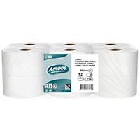 Papel higiénico Amoos - 2 capas - 250 m - Pack de 12 rollos