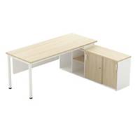 WORKSCAPE โต๊ะผู้บริหารไม้ขาเหล็ก 6C1R-1875 FORM6 180X75X160X40X75ซม.เมเปิ้ล/ขาว