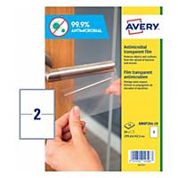 Pack 20 etiquetas adesivas Avery antimicrobianas - transparentes - 199 x 143 mm
