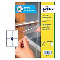 Pack 40 etiquetas adesivas Avery antimicrobianas - transparentes - 139 x 99 mm