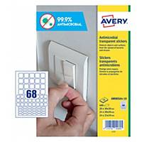 Pack 630 etiquetas adesivas Avery antimicrobianas - transparentes - quadrados