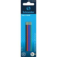 Schneider 77290 Ersatzminen für Take 4-Farben-Kugelschreiber, 4 Farben