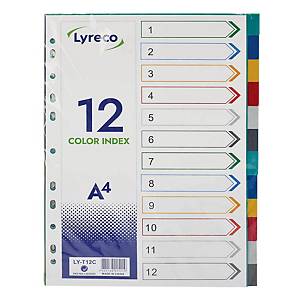 Lyreco A4 塑膠顏色索引分類 12層