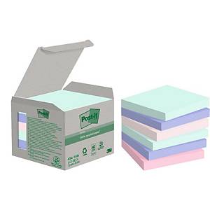 Post-it® Gerecycleerde Notes, pastel kleuren, 76 x 76 mm, per 6 blokken