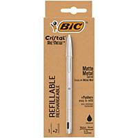BIC Cristal ReNew Metal Pen Black + 2 Refills