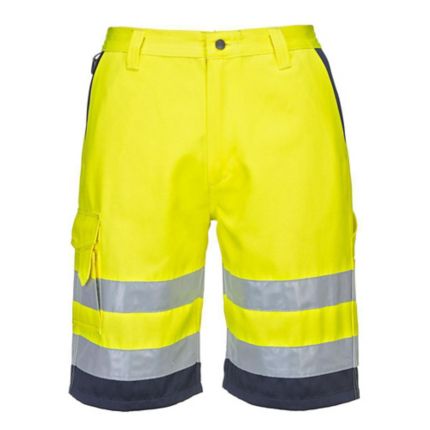 Portwest E043 hi-vis shorts, fluo yellow/navy blue, size XL, per piece