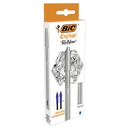 3 Recharges pour Stylo Bille BIC Cristal Re'New Pointe Moyenne